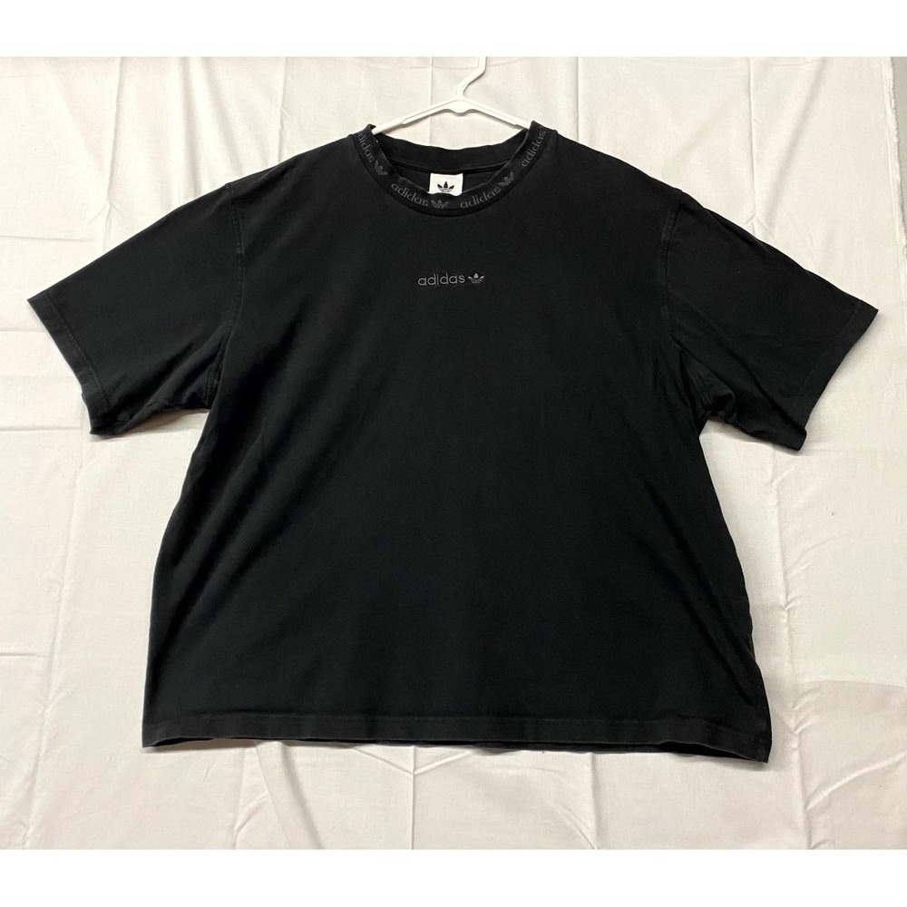 Adidas T Shirt Men Black Crew Neck Logo Short Sleeve Casual Fit Summer Tee Large